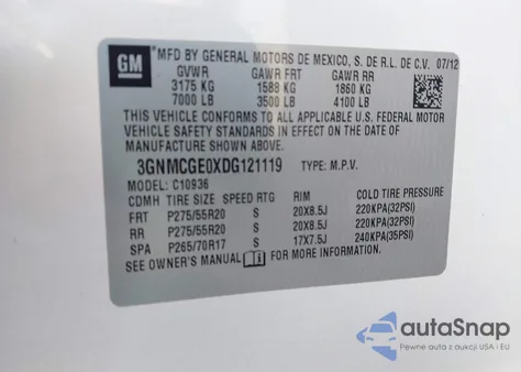 2013 Chevrolet Avalanche Ltz из США, поврежденный, VIN 3GNMCGE0XDG121119